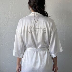 Victoria's Secret White Satin 'BRIDE' Rhinestone Robe